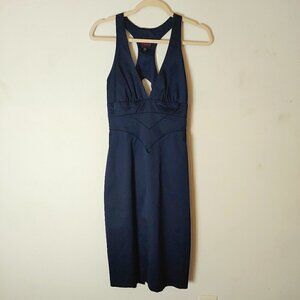 Bebe Midnight Blue Plunging Neckline Pencil Dress Women's size S - NEW